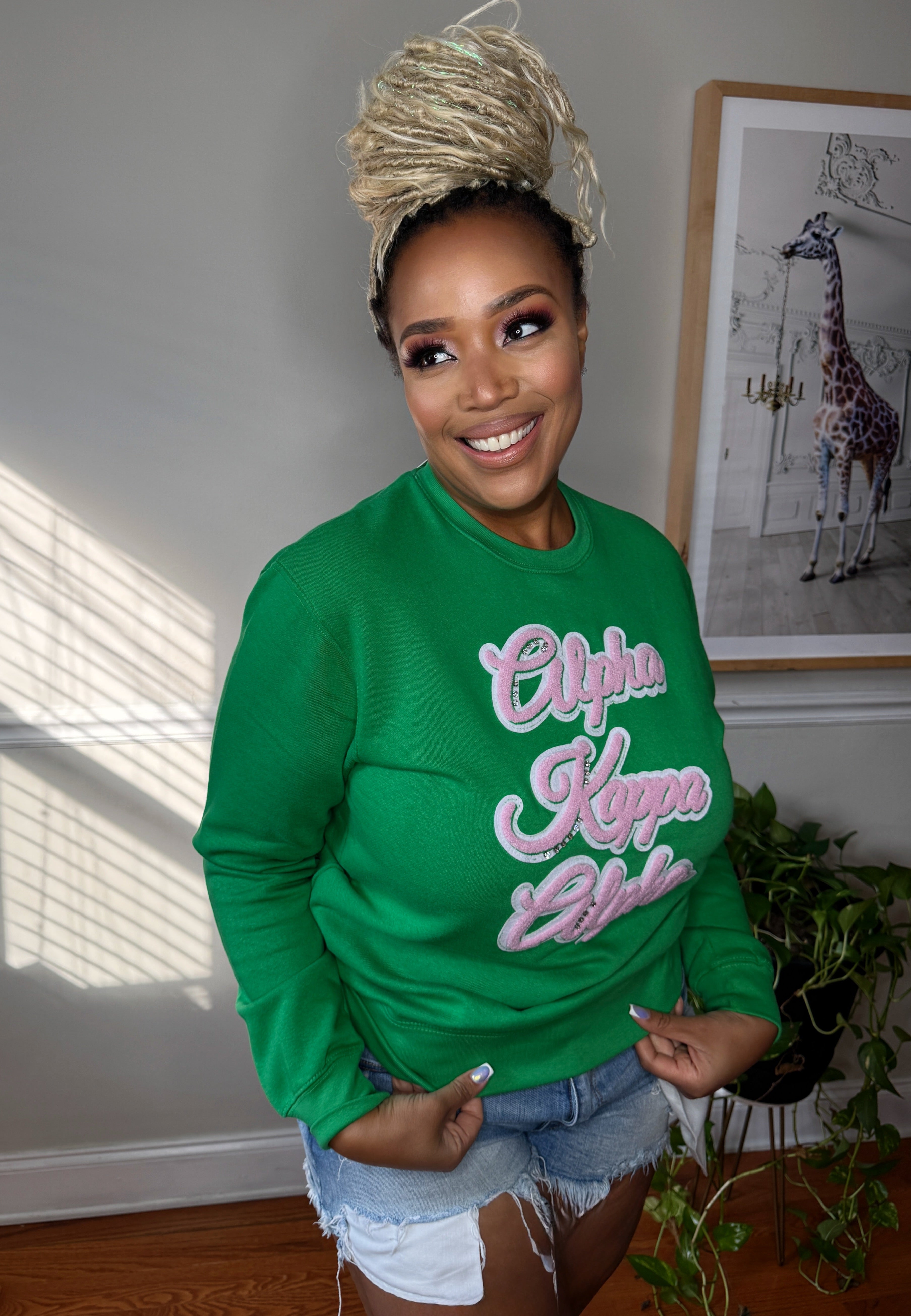 AKA® Green Crystals & Chenille Sweatshirt
