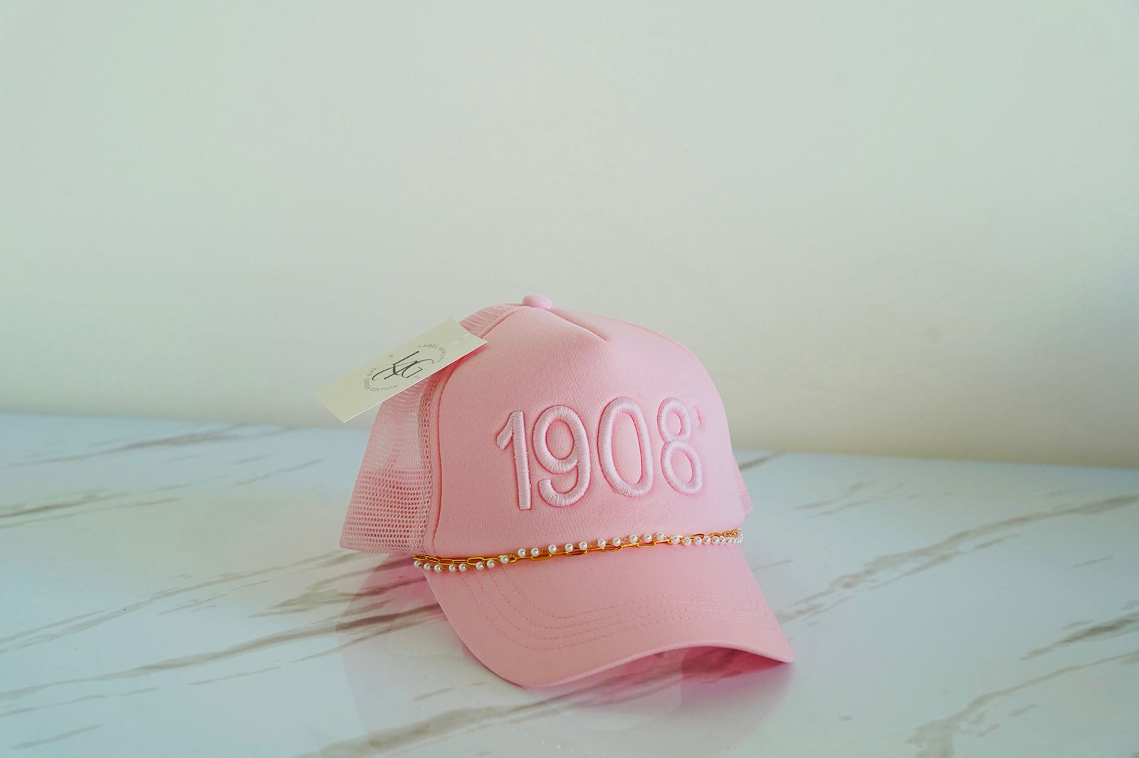 1908® Pearl String Trucker Hat (Salmon Pink)