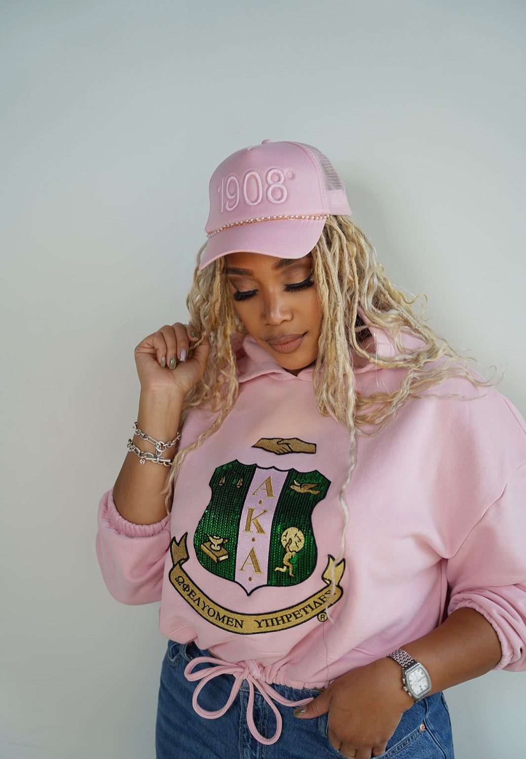 1908® Pearl String Trucker Hat (Salmon Pink)