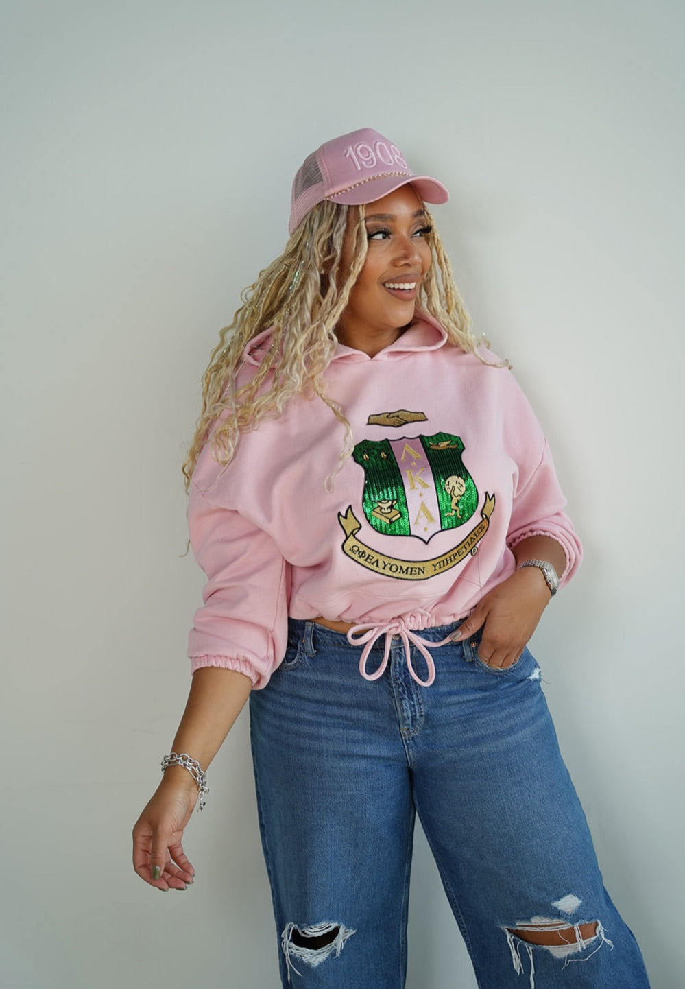 1908® Pearl String Trucker Hat (Salmon Pink)