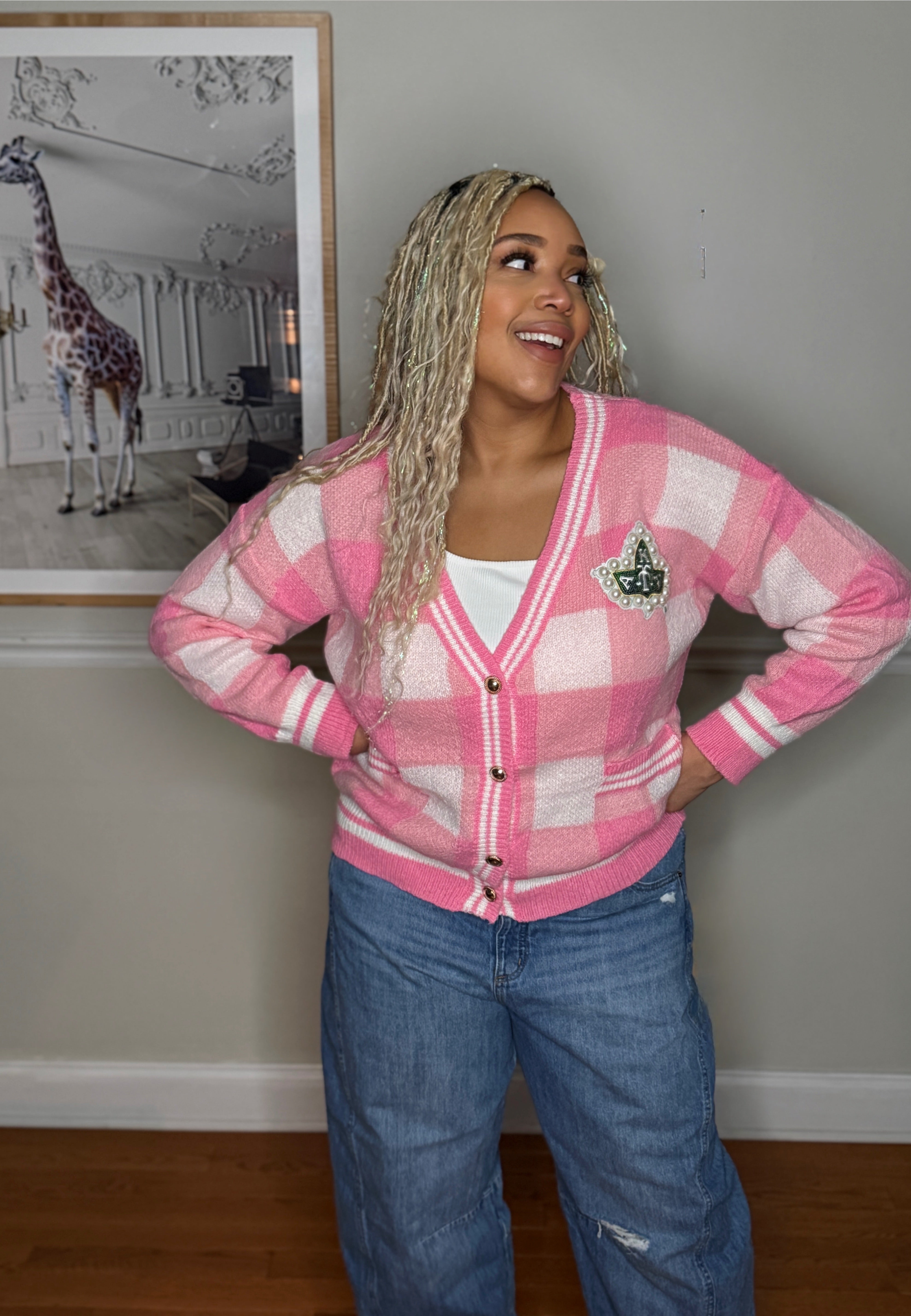 Pretty & Pearlfectly Plaid Cardigan