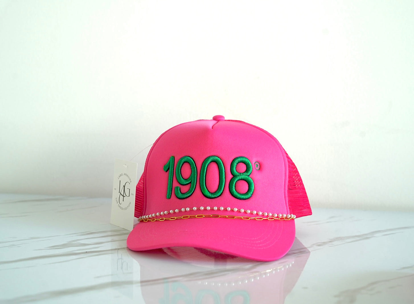 1908® Pearl String Trucker Hat (Hot Pink)