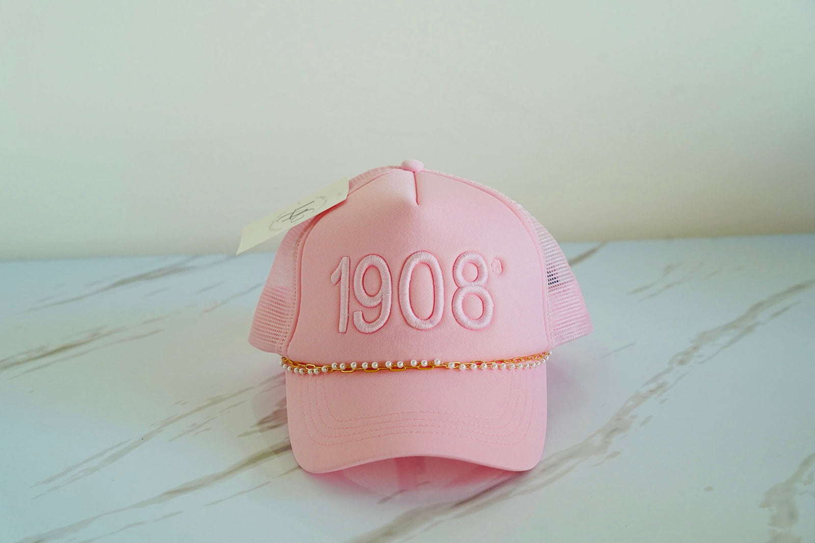 1908® Pearl String Trucker Hat (Salmon Pink)