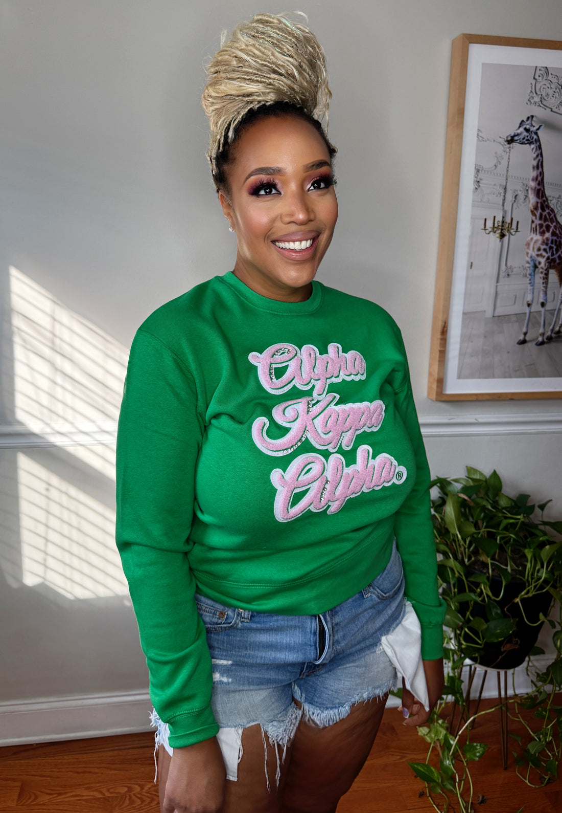 AKA® Green Crystals & Chenille Sweatshirt