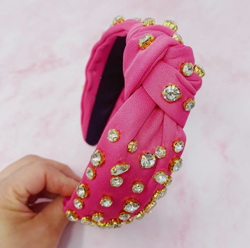 Diamonds All Over Pink Knotted Headband