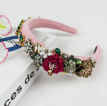 Vintage Baroque Pink Flower Headband
