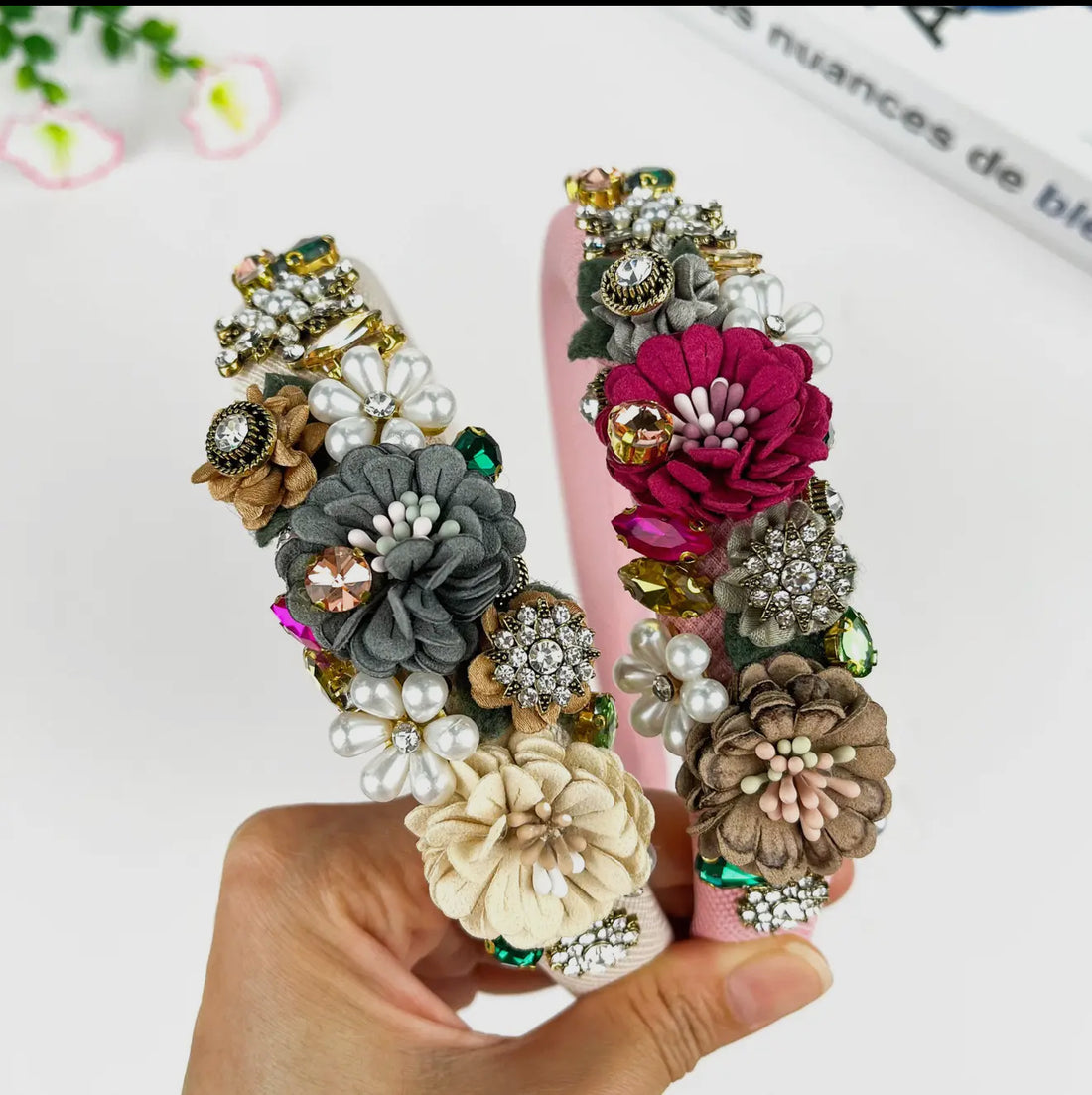 Vintage Baroque Pink Flower Headband