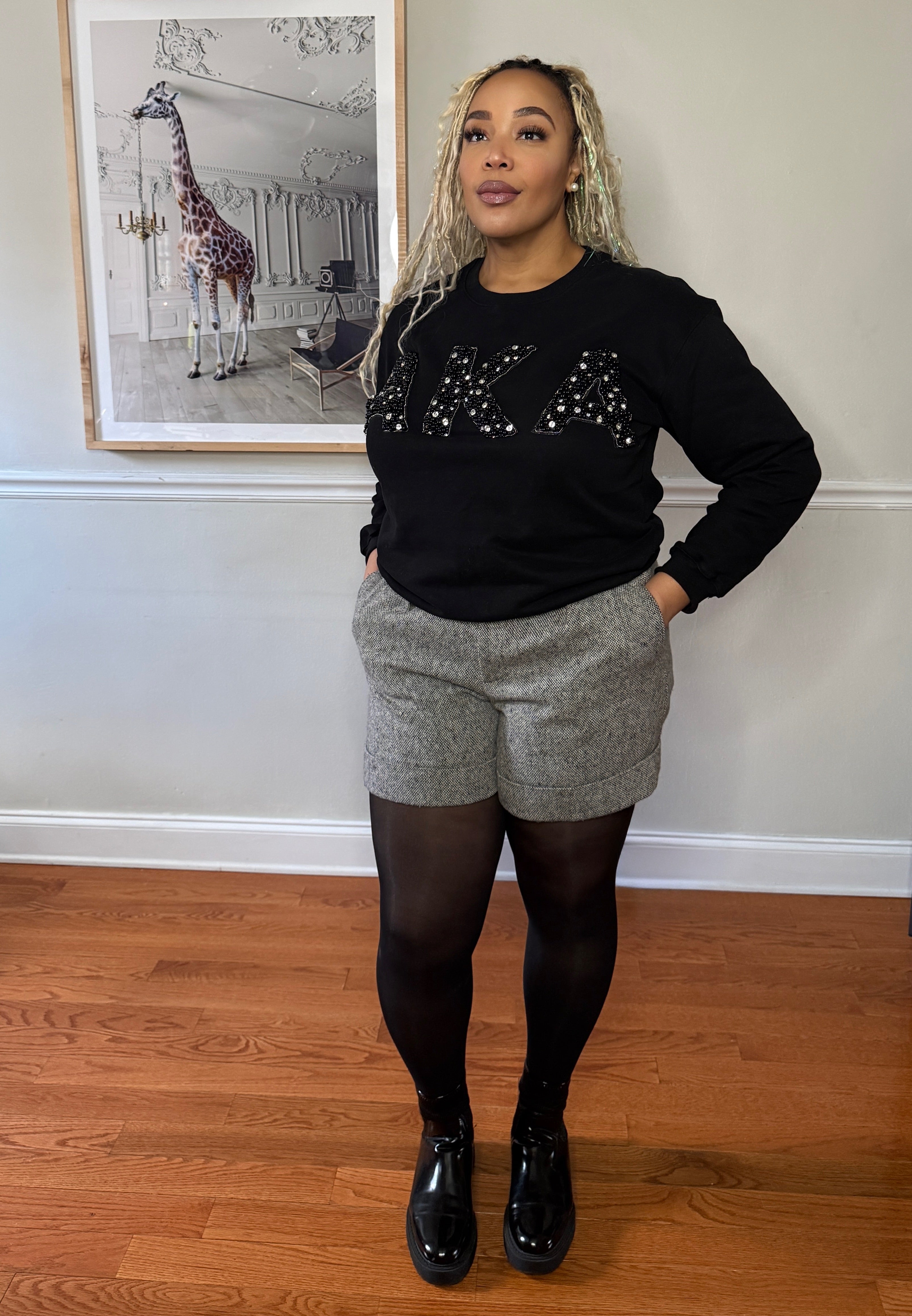 AKA® Black Pearl Embellished Sweatshirt