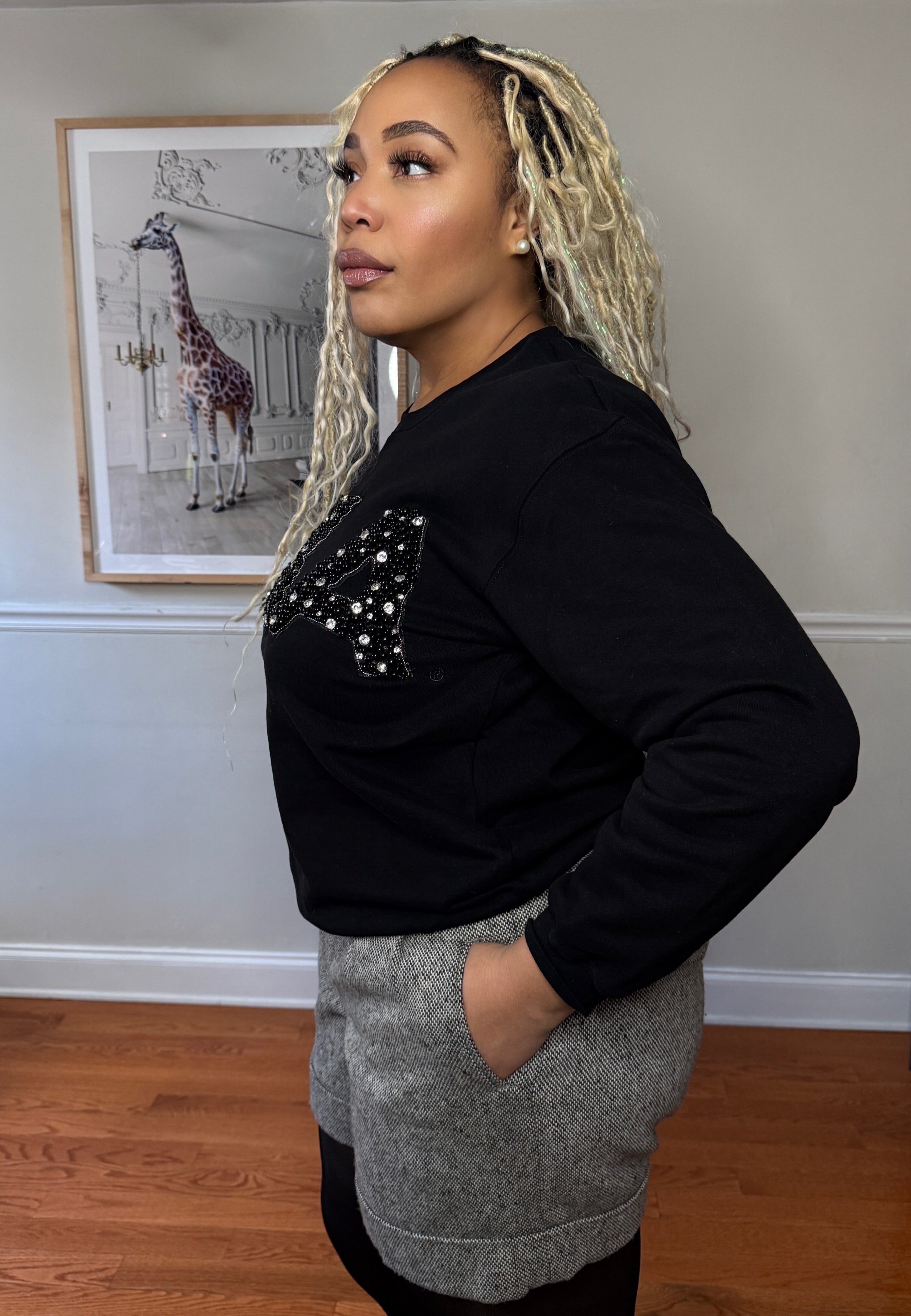 AKA® Black Pearl Embellished Sweatshirt