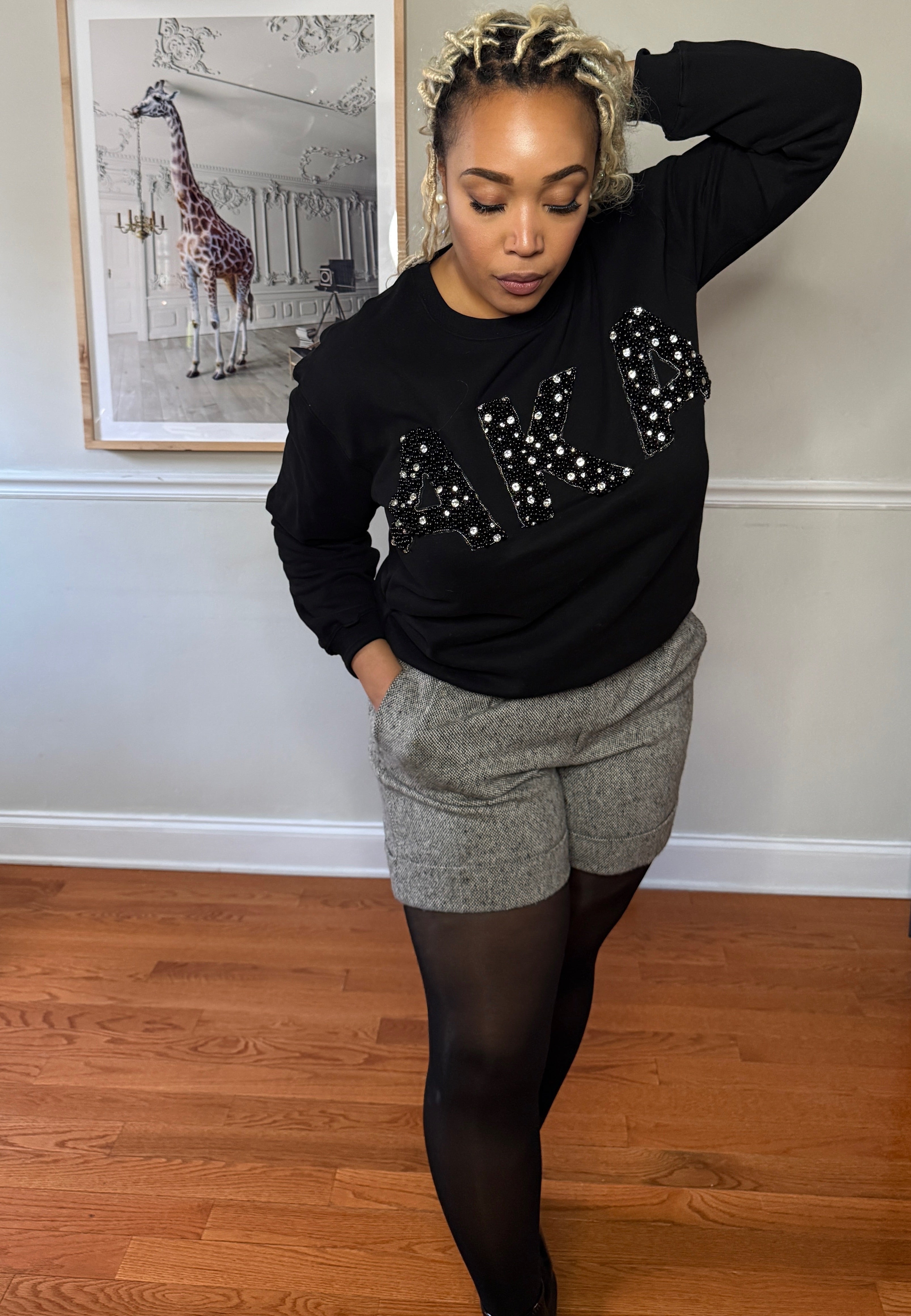 AKA® Black Pearl Embellished Sweatshirt