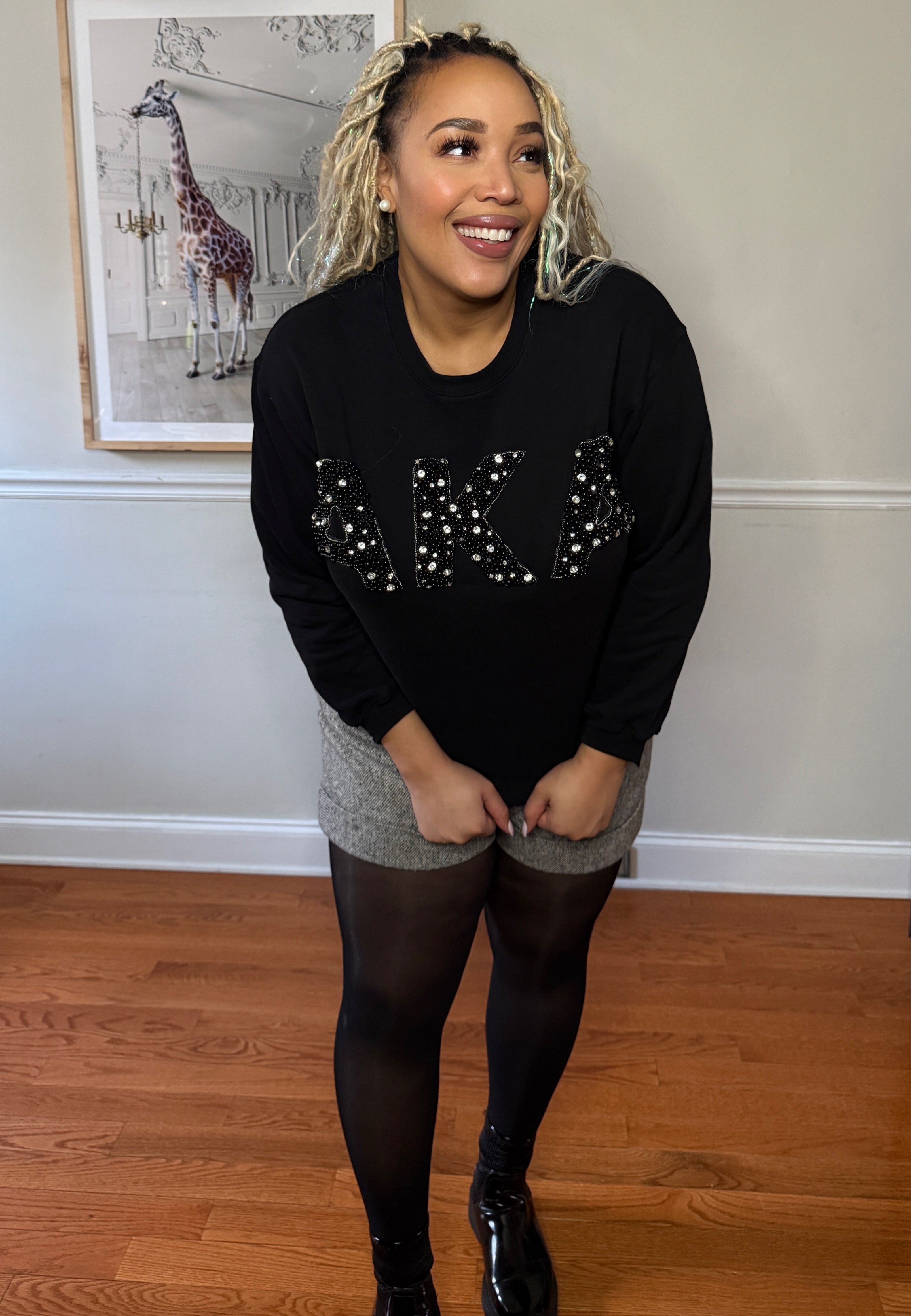AKA® Black Pearl Embellished Sweatshirt