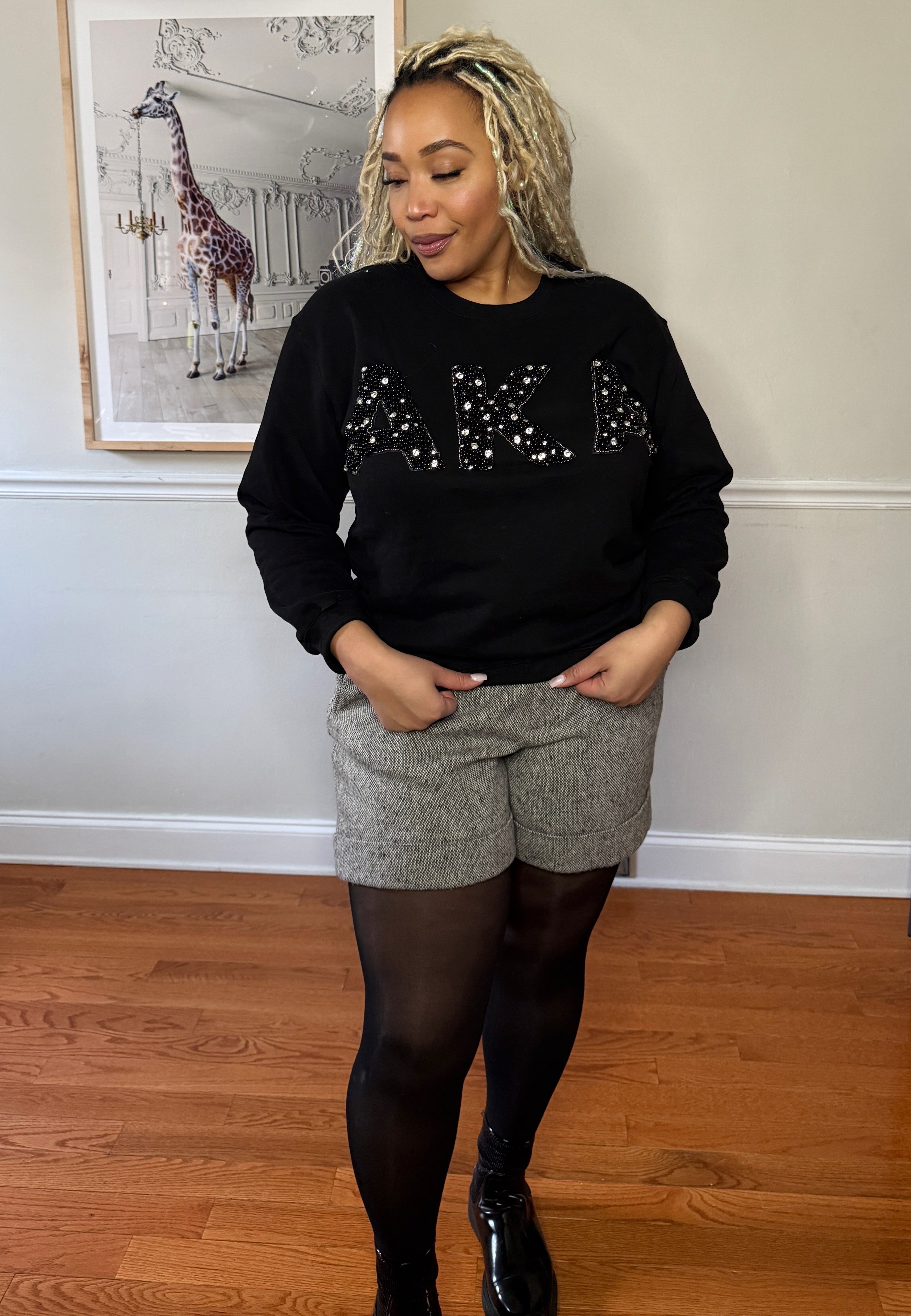 AKA® Black Pearl Embellished Sweatshirt