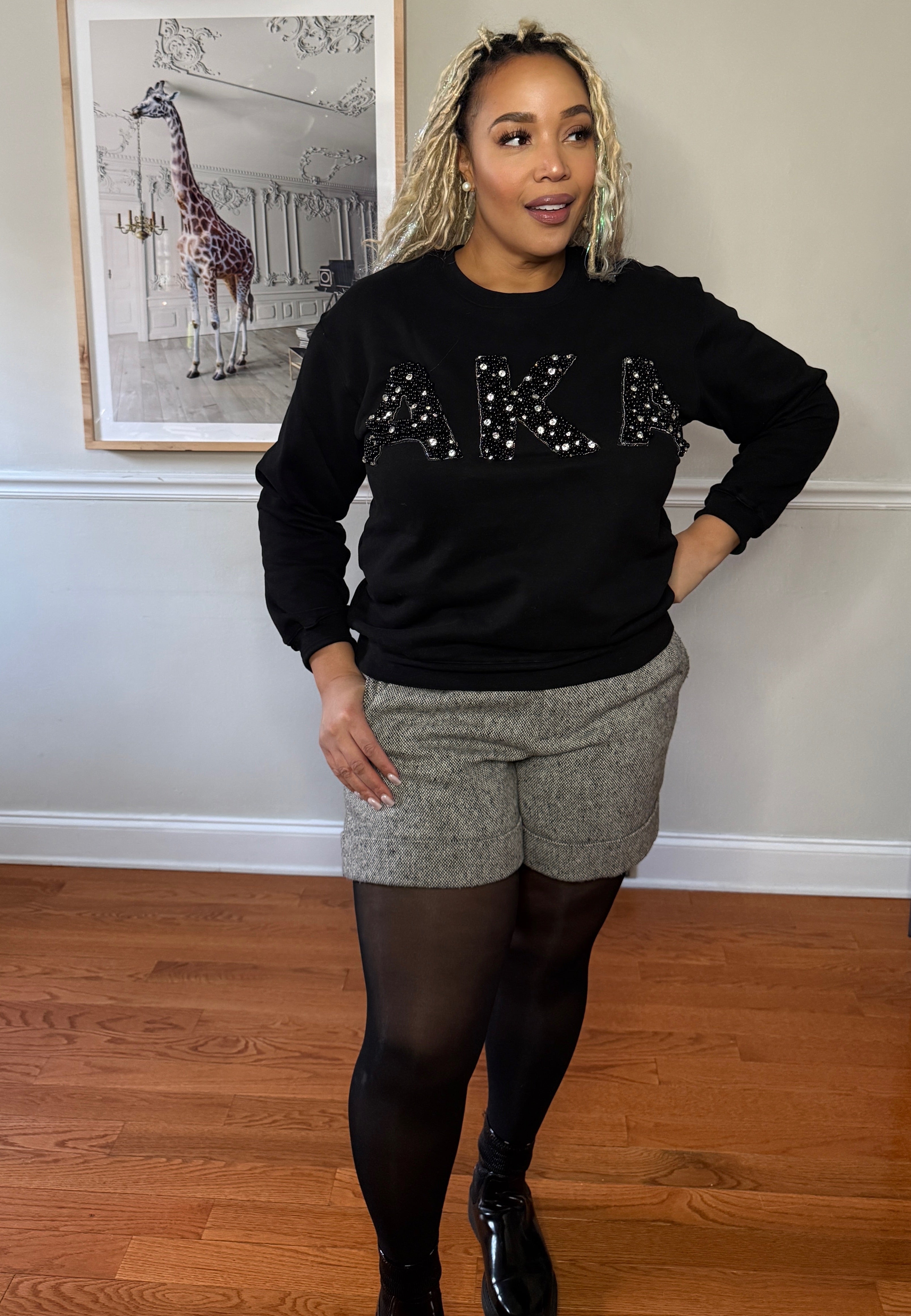 AKA® Black Pearl Embellished Sweatshirt