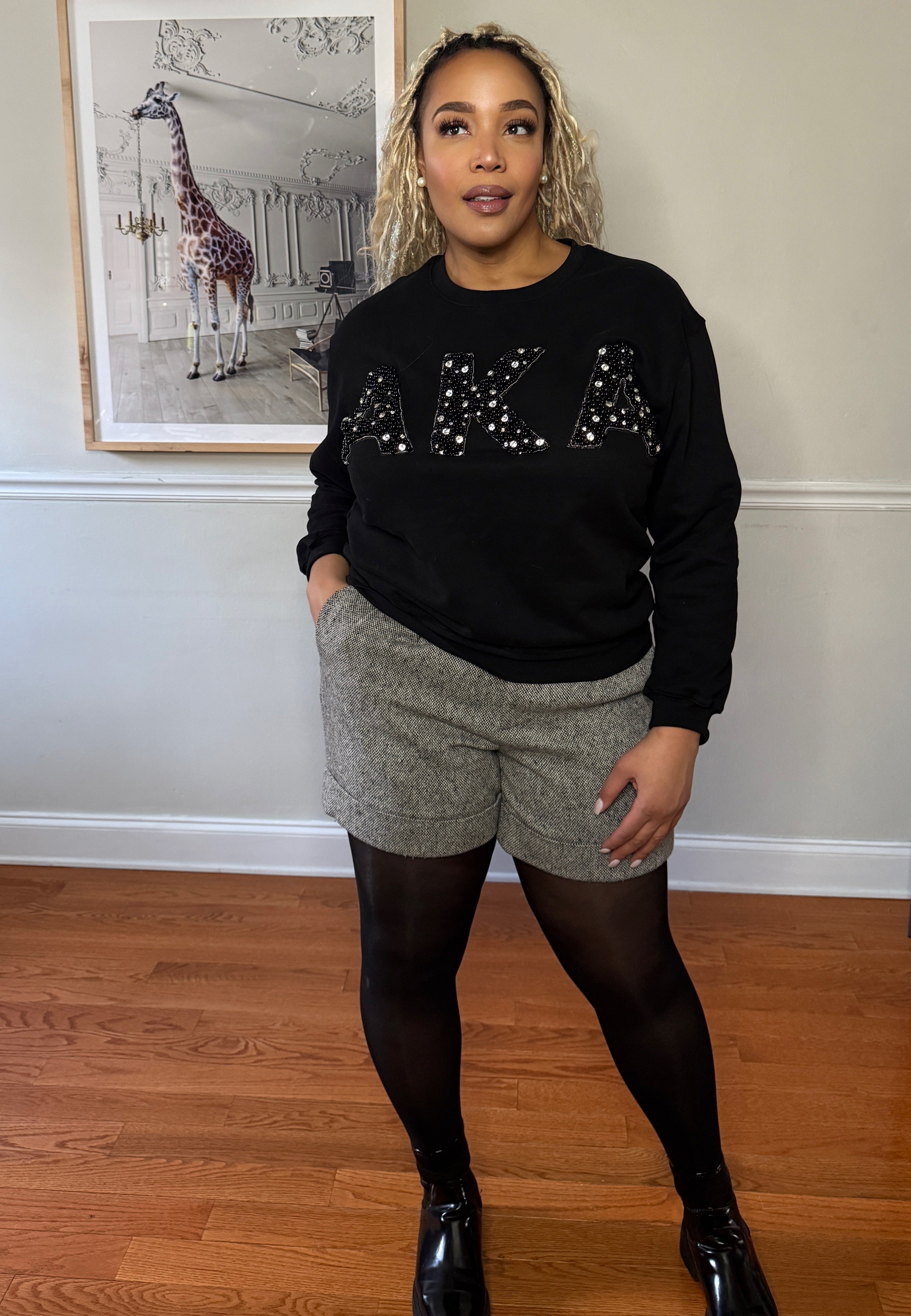 AKA® Black Pearl Embellished Sweatshirt