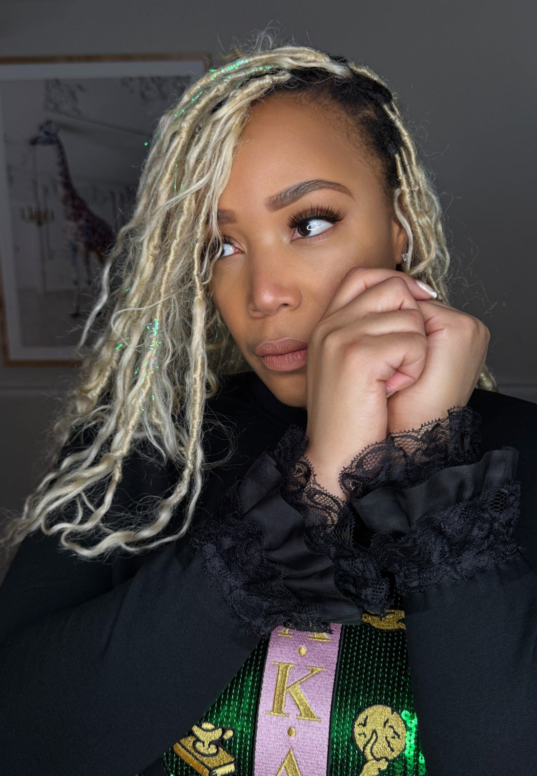 AKA® Lace, Ruffle & Sequin Shield Sweatshirt