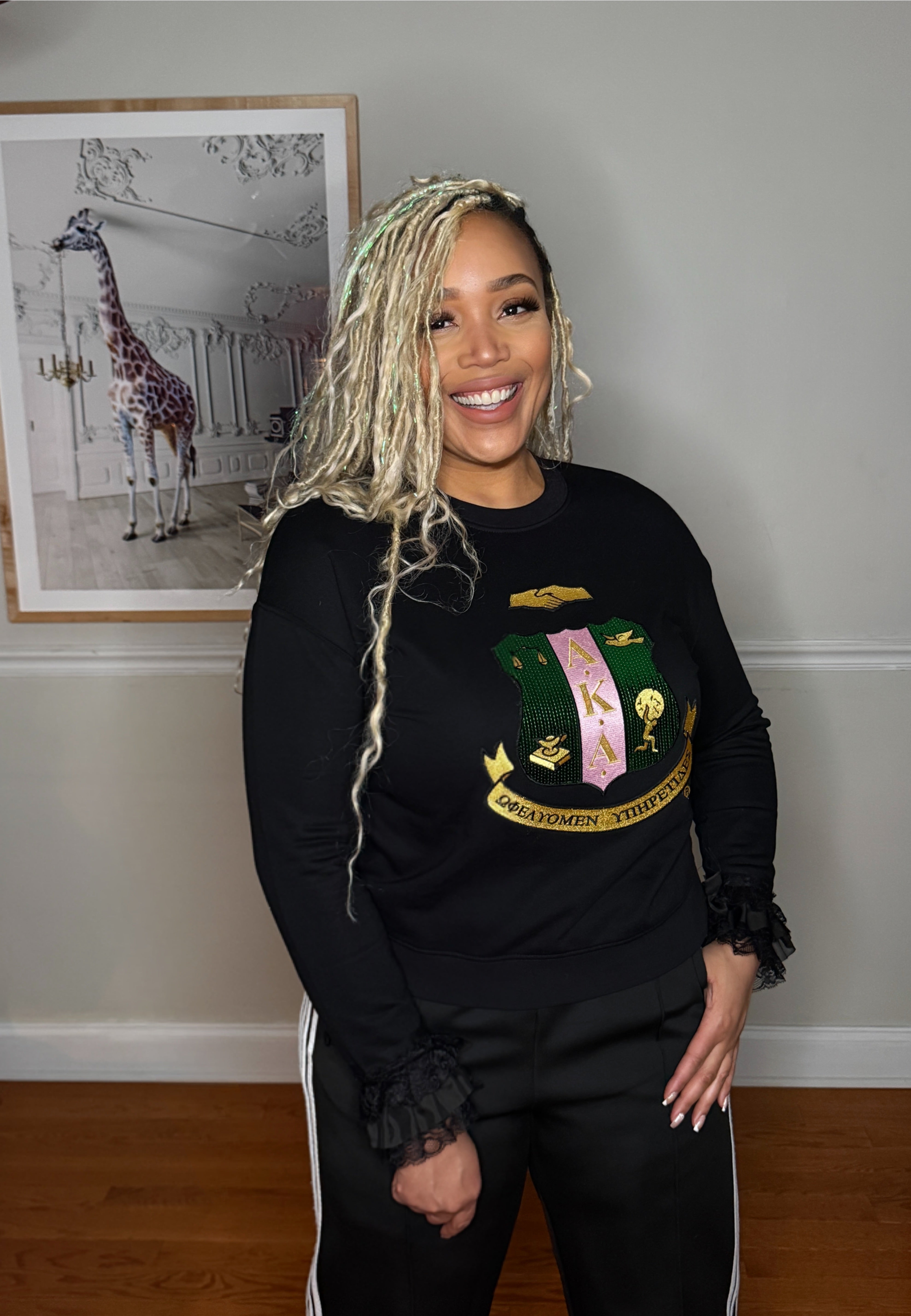 AKA® Lace, Ruffle & Sequin Shield Sweatshirt