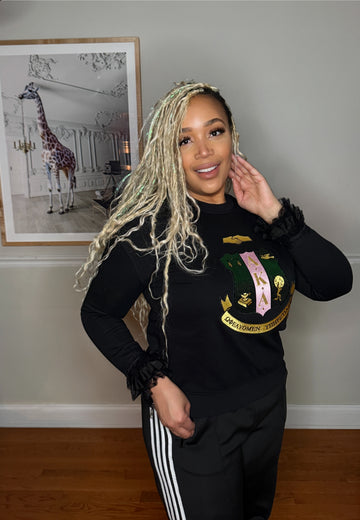 AKA® Lace, Ruffle & Sequin Shield Sweatshirt
