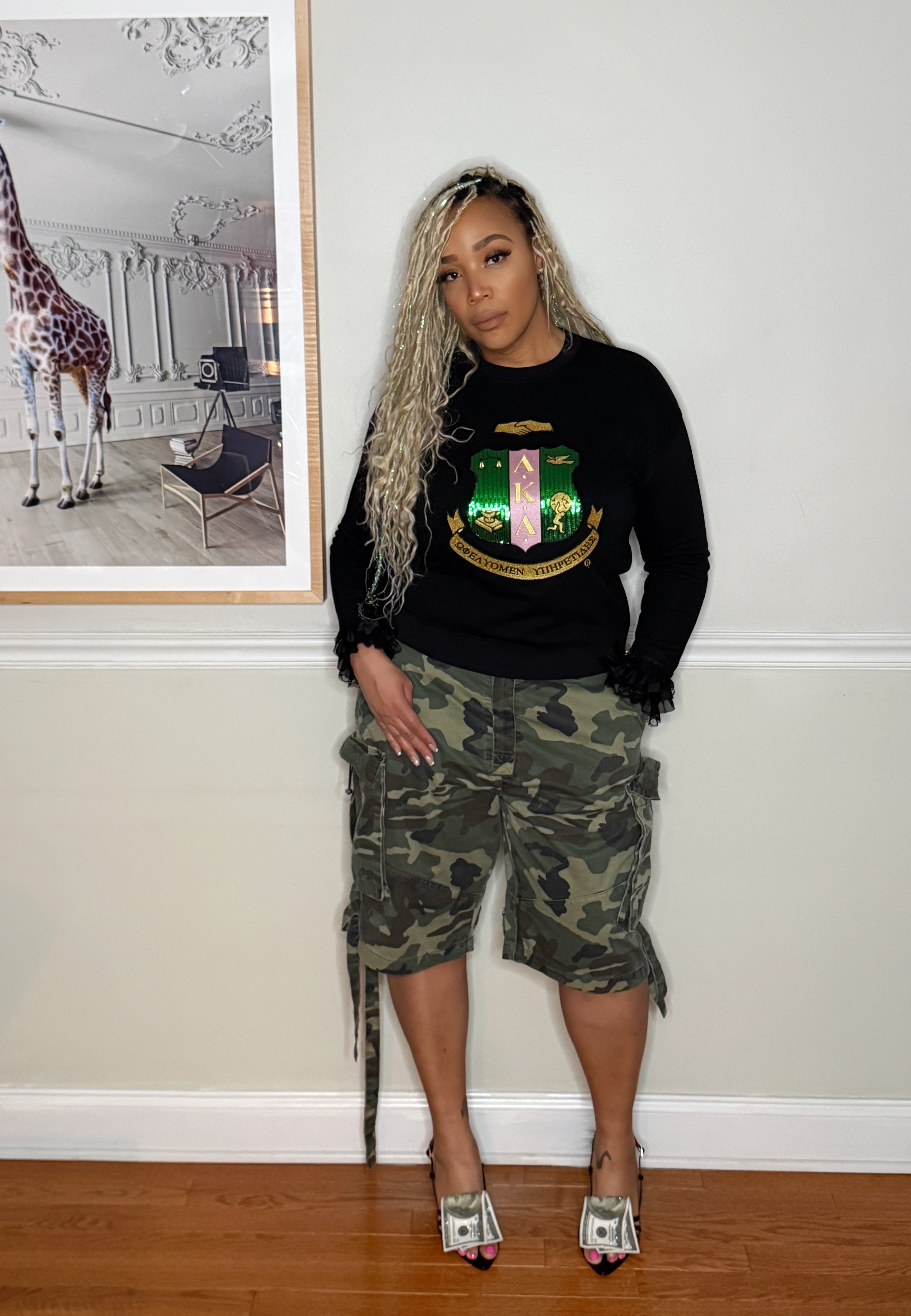 AKA® Lace, Ruffle & Sequin Shield Sweatshirt