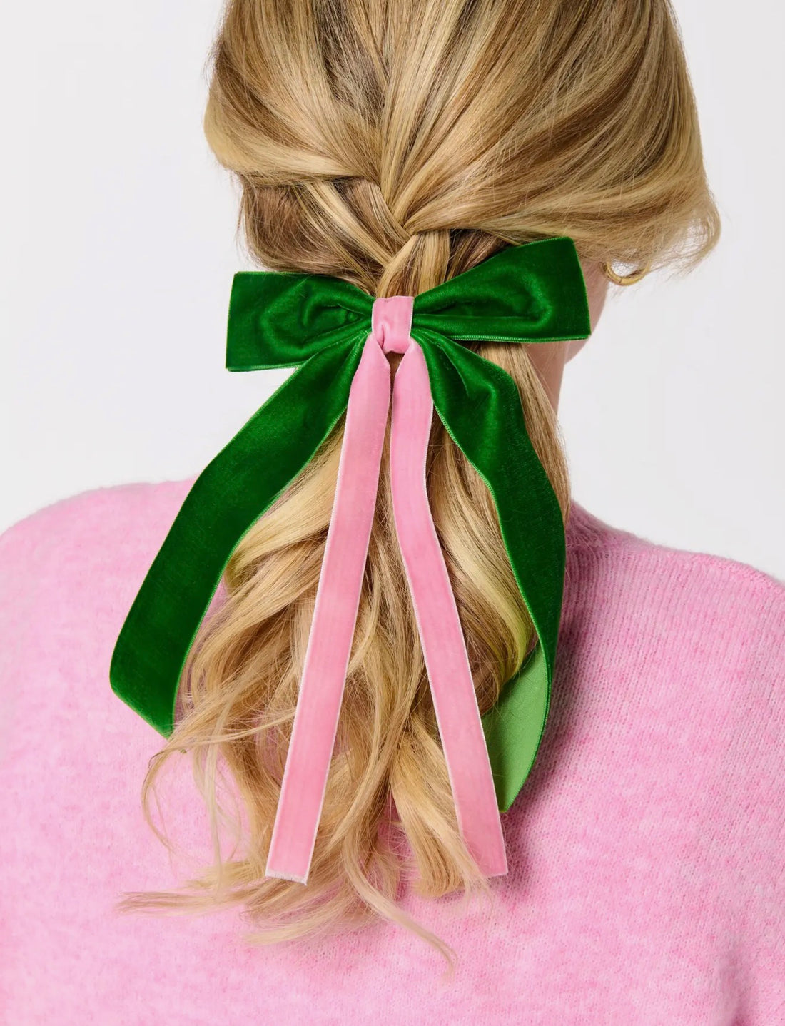 Pretty in Pink & Gorgeous in Green Velvet Hair Bow Clip