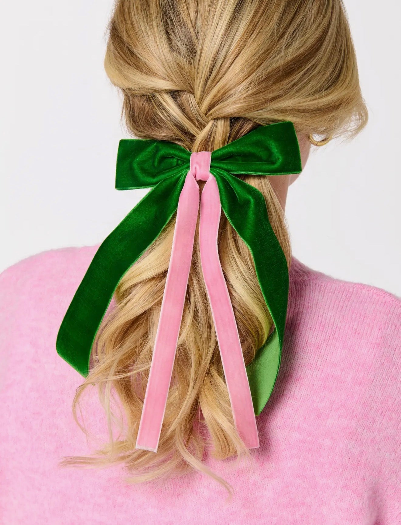 Pretty in Pink & Gorgeous in Green Velvet Hair Bow Clip