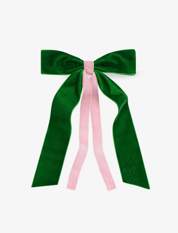 Pretty in Pink & Gorgeous in Green Velvet Hair Bow Clip