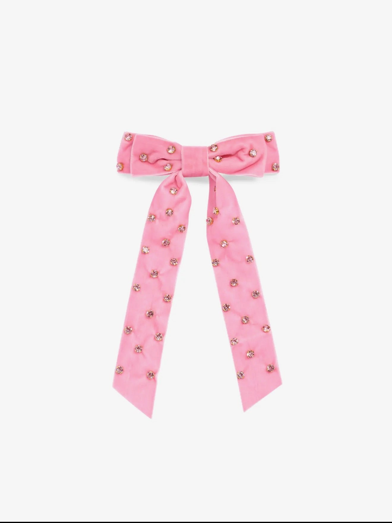 Pretty Pink Velvet & Rhinestones Bow Clip